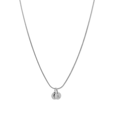Minimalistische initialen ketting muntjes - Stainless steel - Zilver