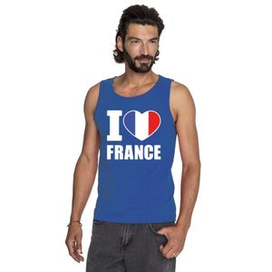 Blauw I love Frankrijk fan singlet shirt/ tanktop heren