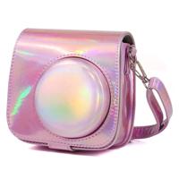 Aurora olieverf full body camera PU lederen case tas met riem voor FUJIFILM Instax Mini 9/Mini 8 PLUS/Mini 8 (Rose goud)