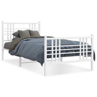 Bedframe met hoofd- en voeteneinde metaal wit 107x203 cm