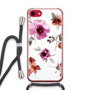 Geschilderde bloemen: iPhone SE 2020 Transparant Hoesje met koord