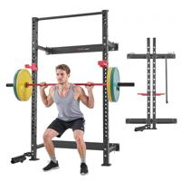 VEVOR Power Cage opvouwbaar, 454 kg draagvermogen, wandmontage power rack, multifunctioneel krachttrainingsapparaat met landmine-bevestiging, verstelbare J-haken en optrekstang voor thuisgym