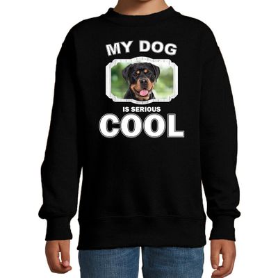 Rottweiler honden trui / sweater my dog is serious cool zwart voor kinderen