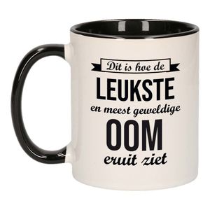 Geweldige oom cadeau koffiemok / theebeker wit met zwart 300 ml   -