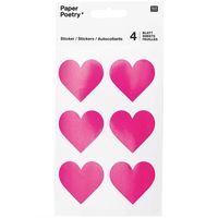 24x Valentijn hartjes stickers fuchsia roze   -
