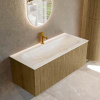 Badmeubel Mondiaz Kurve-Dlux | 110 cm cm | Meubelkleur Dusk | Wastafelkleur Ostra | Solid surface | Wasbak midden spoelbak | 1 kraangat