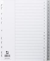 Q-CONNECT tabbladen, A4, PP, 4-gaatsperforatie, set van A-Z, 20 tabs, grijs
