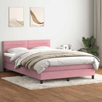 Boxspring met matras fluweel roze 140x220 cm