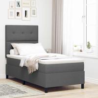 Boxspringbed met Matras & LED in donkergrijs, 100 x 200 cm, stof