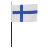 Finland - mini vlaggetje van 10 x 15 cm op stokje - Landen vlag - H27 cm