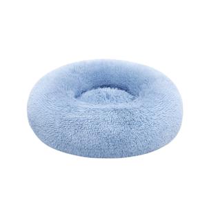 Wasbaar donutvormig hondenbed met zacht pluche, Lichtblauw / L 60 x B 60 x H 20 cm