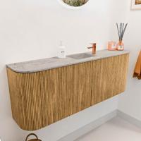 Toiletmeubel Mondiaz Joya Dlux | 113.2 cm | Meubelkleur Oak | Faye wastafel Glace Wasbak Midden | 1 kraangat
