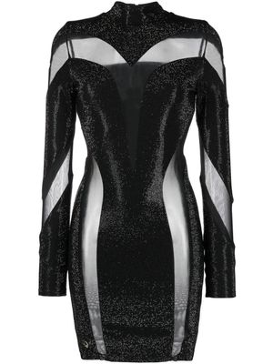 Philipp Plein robe courte à ornements en cristal - Noir