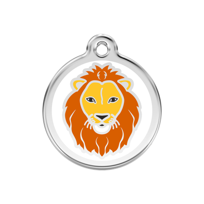 Lion White roestvrijstalen hondenpenning medium/gemiddeld dia. 3 cm - Reddingo