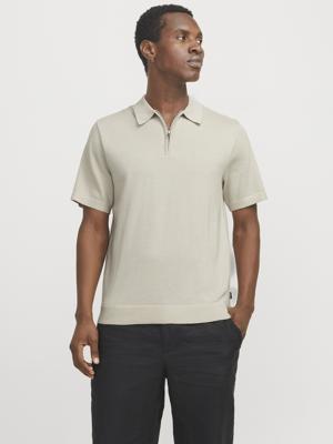Jack & Jones Jprblamilano Spring Knit Polo Ss Sn Trui Korte Mouw Silver Lining
