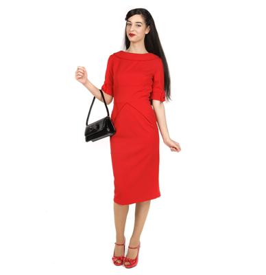 Hollywood Dress 3/4 Sleeve, Red-44 (NL)/ 18 (UK) | 30% korting