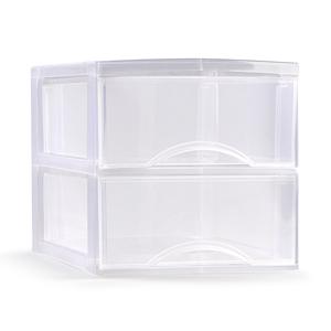 Plasticforte Ladeblokje/bureau organizer met 2x lades - transparant - L26 x B36 x H25 cm