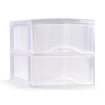 Plasticforte Ladeblokje/bureau organizer met 2x lades - transparant - L26 x B36 x H25 cm