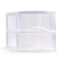 Plasticforte Ladeblokje/bureau organizer met 2x lades - transparant - L26 x B36 x H25 cm