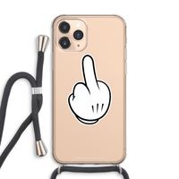Middle finger white: iPhone 11 Pro Max Transparant Hoesje met koord