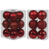 Kerstversiering set kerstballen rood 6 - 8 cm - pakket van 36x stuks - thumbnail