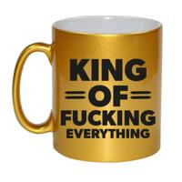 Feest cadeau koffie/thee mok voor King - goud - King of everything - keramiek - 300 ml