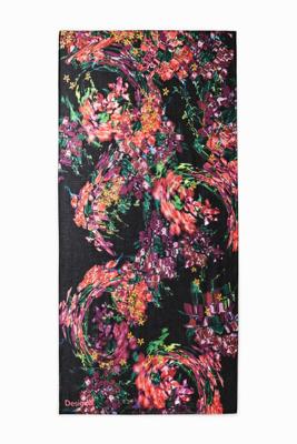 Rechthoekige sjaal met bloemen - BLACK - U