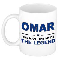 Naam cadeau mok/ beker Omar The man, The myth the legend 300 ml - Naam mokken - thumbnail