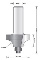 8 MM AFRONDFREES MET ONDERLAGER 44.5X61X15.9