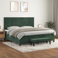 Boxspring met matras fluweel donkergroen 200x200 cm