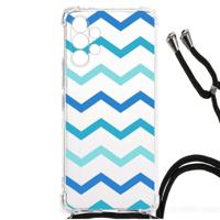 Samsung Galaxy A13 4G Doorzichtige Silicone Hoesje Zigzag Blauw