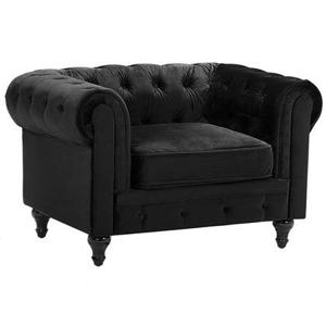 Beliani - CHESTERFIELD - Chesterfield fauteuil - Zwart - Fluweel