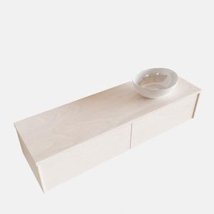 Badkamermeubel BWS Madrid Wit 150 cm met Topblad en Keramische Waskom Rechts (2 lades, 1 kraangat)