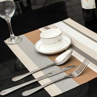 2 PC'S keuken dinning tabel placemat servetten hittebestendig PVC Stripe mat placemats Manteles doilies Coaster Cup pad (beige)