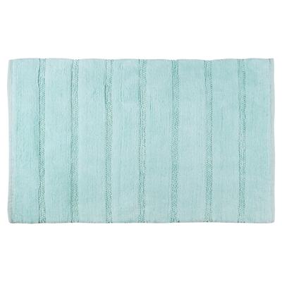 Differnz Stripes badmat 100% katoen - geschikt voor vloerverwarming - 45 x 75 cm - lichtblauw