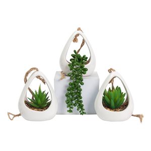 GreenDream® Kunstplanten - 3 stuks Hangplanten in Hanger - Cadeautip