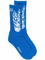 AMIRI FLAMES SOCK Blue Socks "Blue" - Bleu