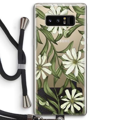 Wit bloemenpatroon: Samsung Galaxy Note 8 Transparant Hoesje met koord