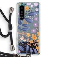 Flowers with blue leaves: Sony Xperia 5 III Transparant Hoesje met koord