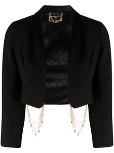 Elisabetta Franchi blazer crop à détail de chaine - Noir