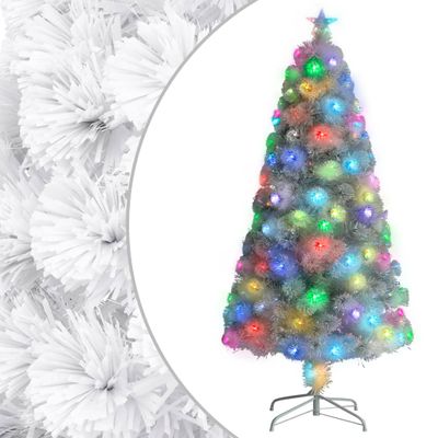 VidaXL Kunstkerstboom met verlichting 120 cm glasvezel wit