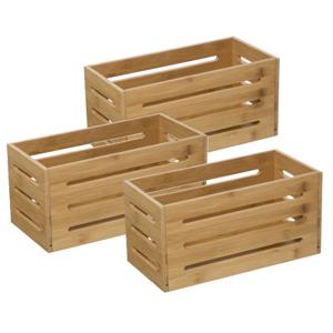 Fruitkisten opslagbox - 3x - open structuur - lichtbruin - hout - L31 x B15 x H15 cm