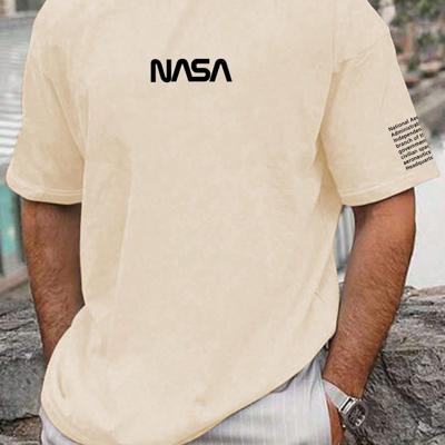 Bon&Bon Homme Men's Plus Size Navy Blue Slogan Print Casual T-Shirt Khaki / 2XL