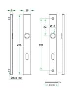 Schildpaar smal rechthoek LS rvs mat WC72