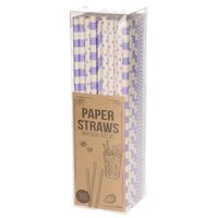 Papieren drinkrietjes - 100x - lila / paars - 20 cm