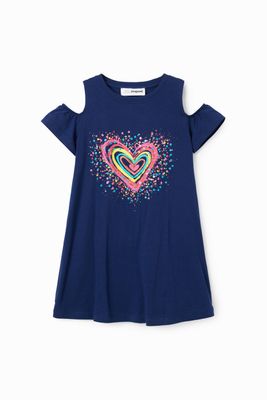 T-shirtjurk met cut-outs en hart - BLUE - 13/14