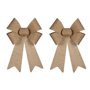 2x stuks kerstboomversieringen grote ornament strikjes/strikken goud dots 22 x 38 cm - Kersthangers