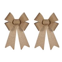 2x stuks kerstboomversieringen grote ornament strikjes/strikken goud dots 22 x 38 cm - Kersthangers