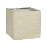 Cement Cube M Vertical Beige Washed 40x40x40 cm Ficonstone vierkante plantenbak - thumbnail