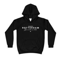 Hoodie regular zwart - kids - Rotterdam - Geen woorden maar daden - logo voor groot
